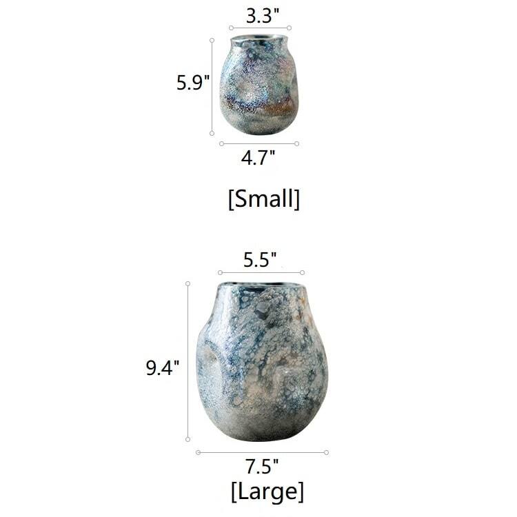 RusticReach Blue Bubble Hand Blown Glass Vase - [B]-Large
