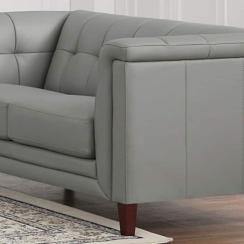 Hydeline Arvo Top Grain Leather Loveseat with Feather, Memory Foam and Springs