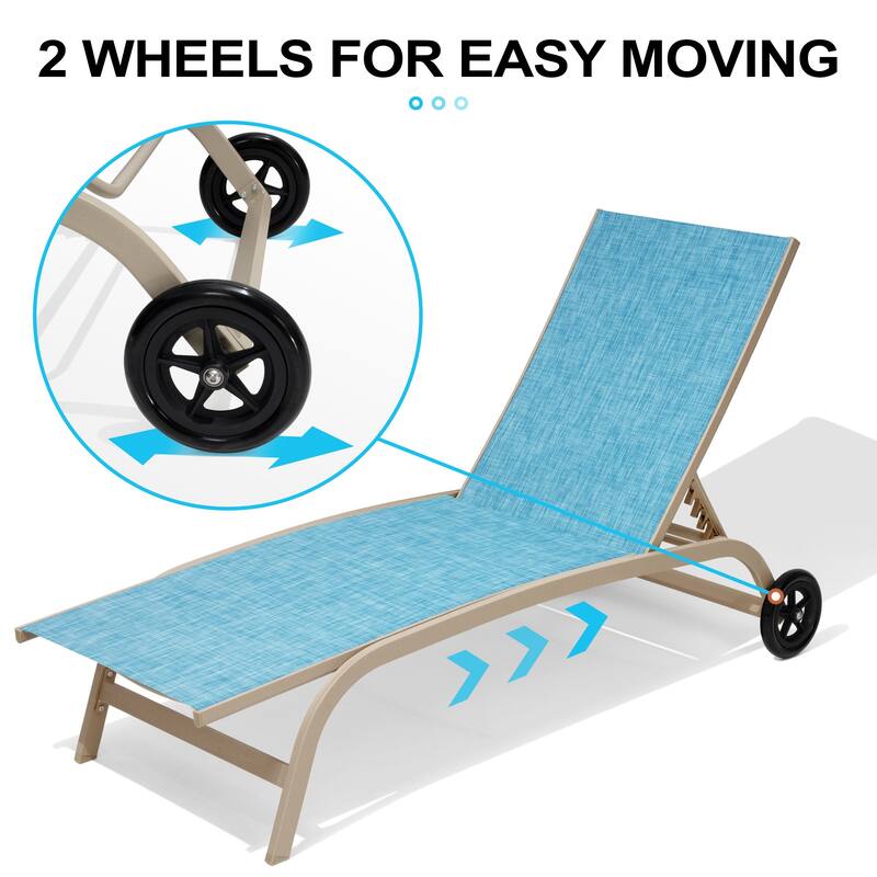 Crestlive Outdoor Adjustable Chaise Lounge Chairs with Wheels - See the Picture
