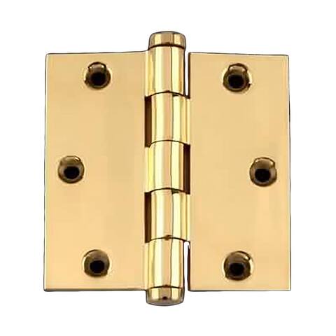 Brass Cabinet Door Hinge 3.5" with Stainless Steel Removable Coin Tip Pins and Hardware Renovators Supply