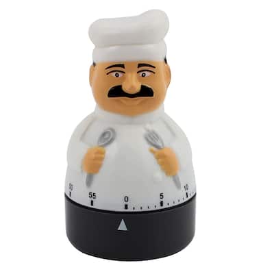 2.3x2.3x4-Inch 60 Minute Mechanical Kitchen Timers Design - White, Gray