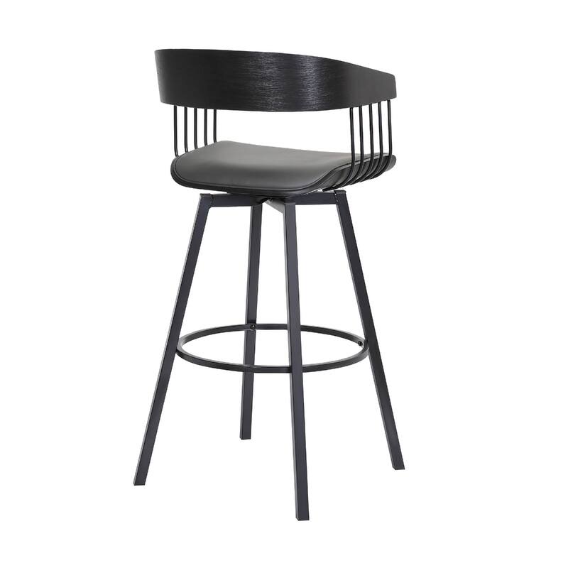 Modern Swivel Bucket Seat Bar Stool with Footrest and Armsrest Metal Frame for Kitchen Island