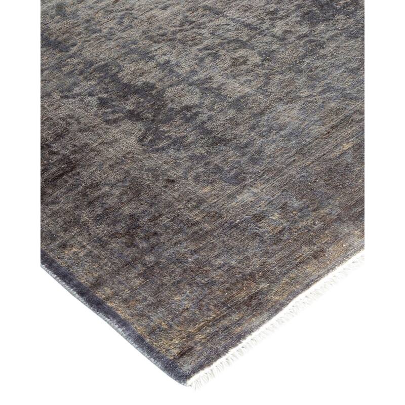Overton Hand Knotted Wool Vintage Inspired Modern Contemporary Overdyed Gray Runner Rug - 2' 8" x 8' 0"