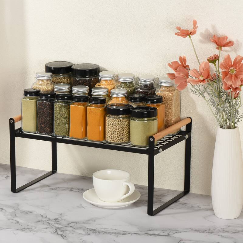 Kitchen Countertop Organizer, Stackable Spice Racks for Spice, Dish,Cup, Black