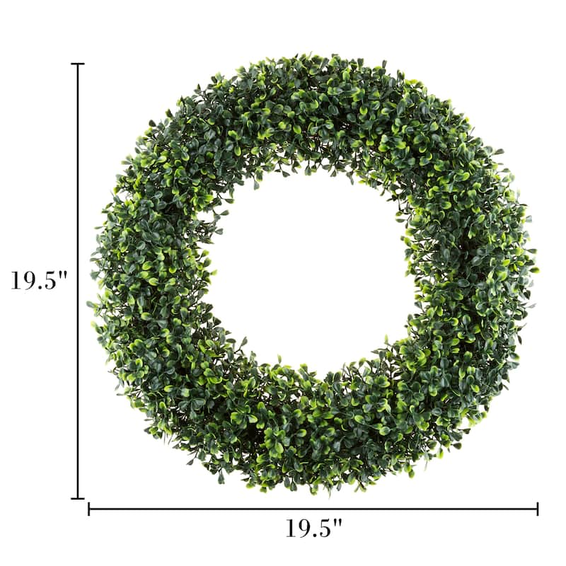 Artificial Boxwood 19.5 inch Round Wreath by Pure Garden