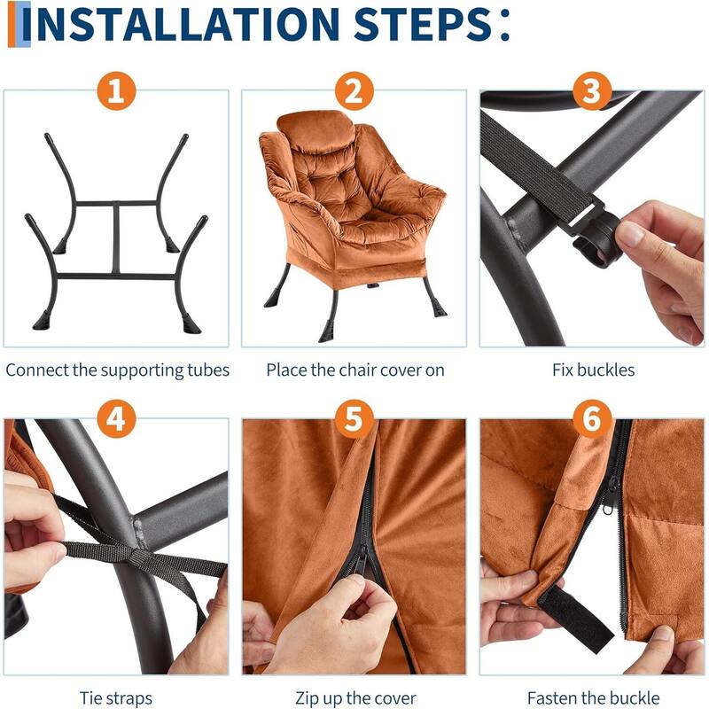 Adjustable Foldable Velvet Lounge Single Sofa Chair for Living Room & Bedroom