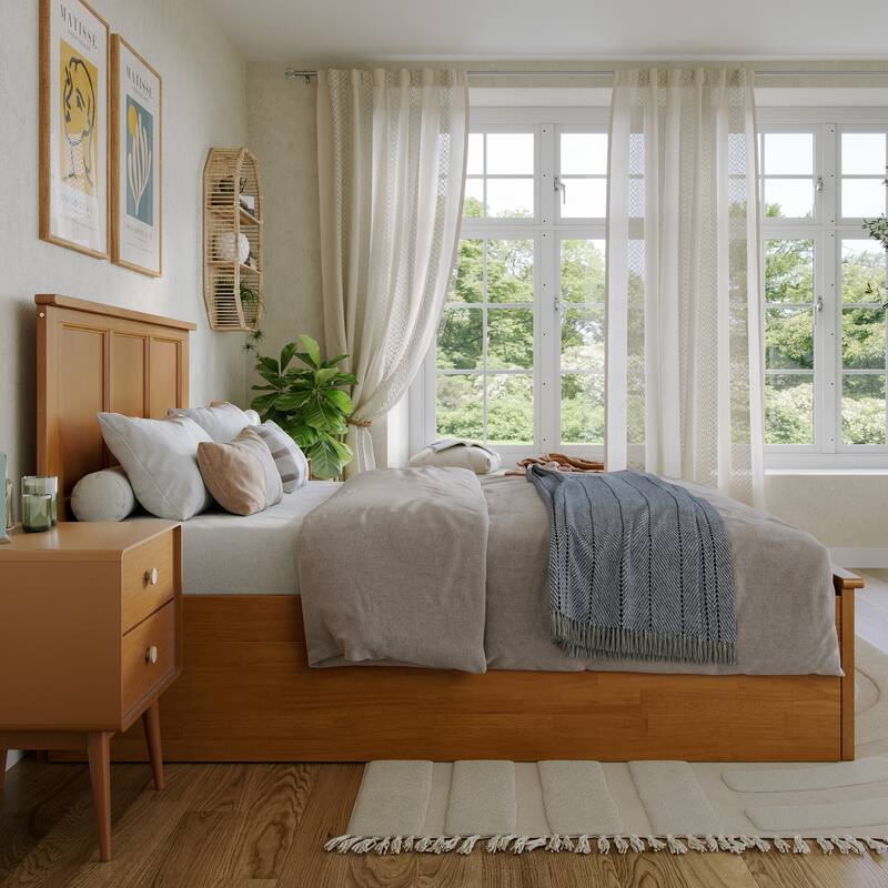 AFI Madison Full Size Platform Bed with Matching Footboard & Full Trundle