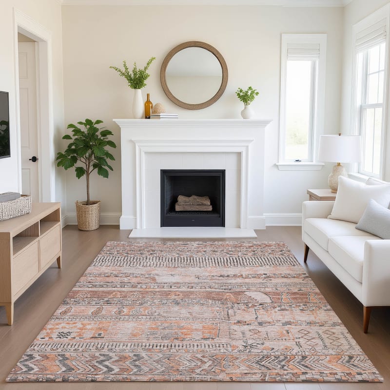 Premium Washable Super Soft Modern Global Mayfield Rug - 5' x 7'6" - Terracotta