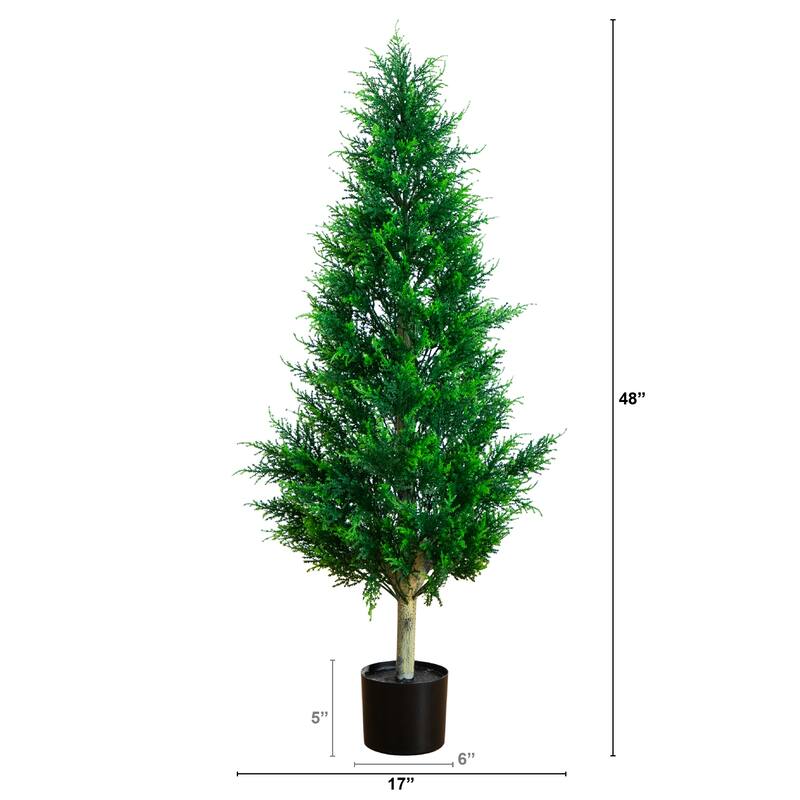 4-ft UV Resistant Artificial Cypress Tower Tree (Indoor/Outdoor) - Green