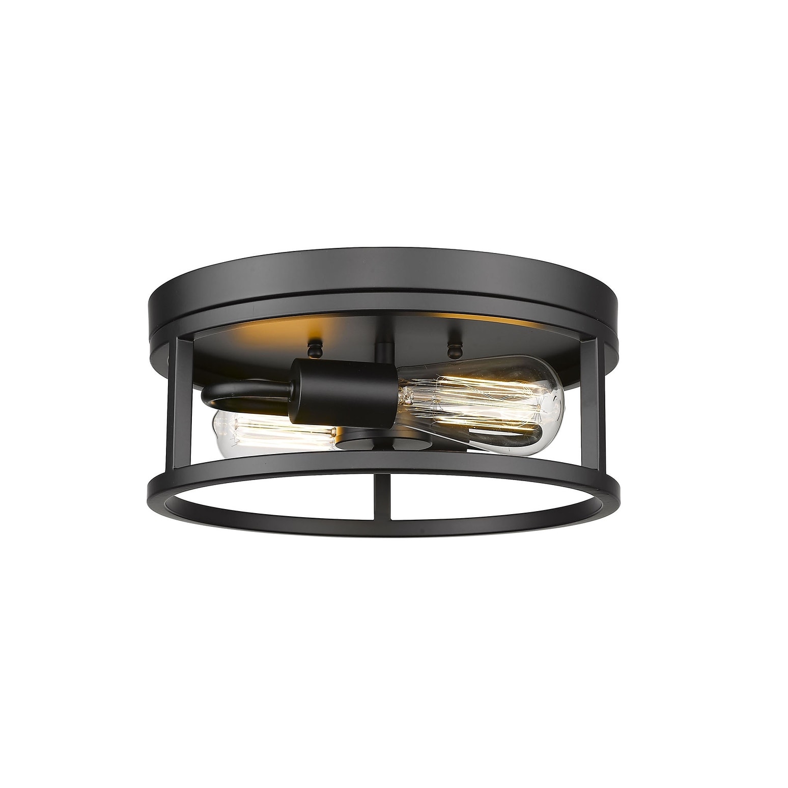 Industrial 2-Light Black Metal Flush Mount