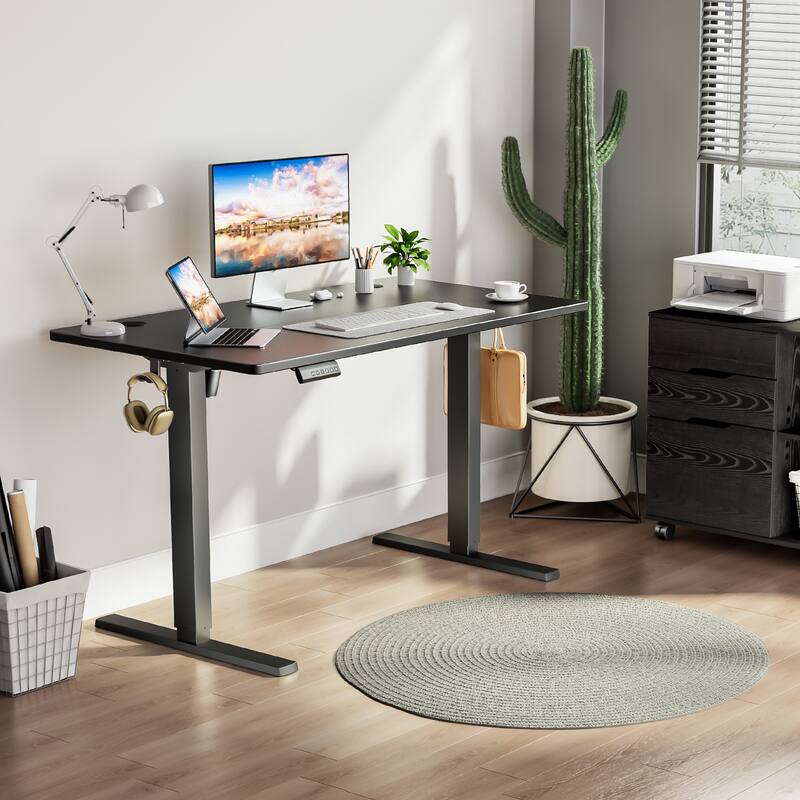 Electric Standing Desk - Adjustable Height Computer Workstation with Memory Settings for Home Office, Gaming & Study