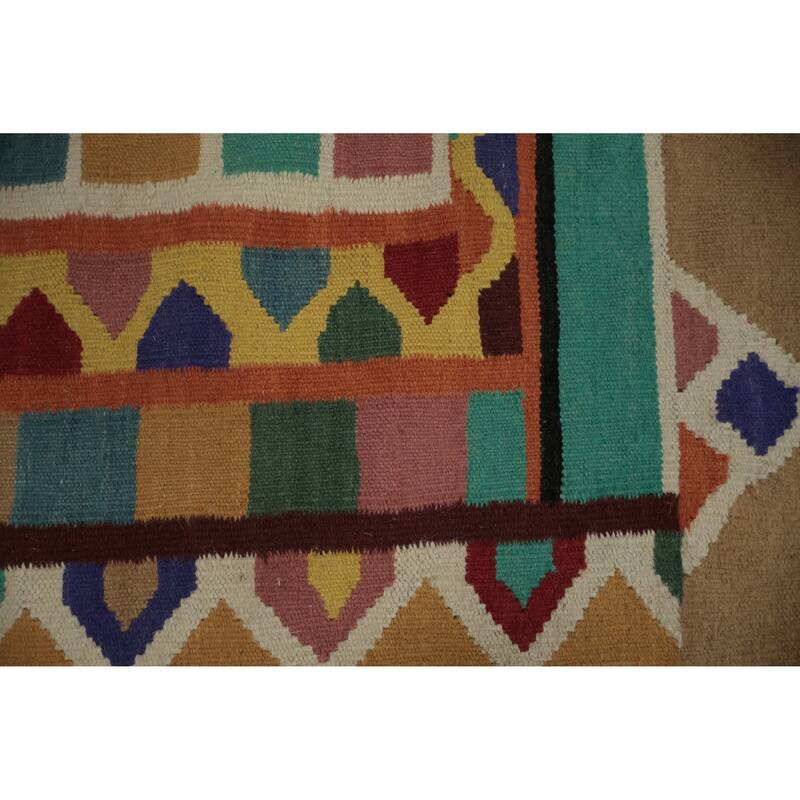 Hand Woven Oriental 100% Wool Carpet Southwestern Modern Multi-Colored Kilim Area Rug - 6' 0'' X 5' 10''