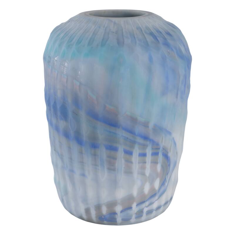 Glass Vase Ribbed Abstract Pattern for Flower Arrangement Home Decor