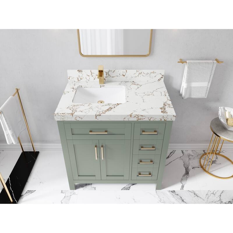 Willow Collections 36 in. W x 22 in. D Cambridge Left Offset Sink Bathroom Vanity with Countertop