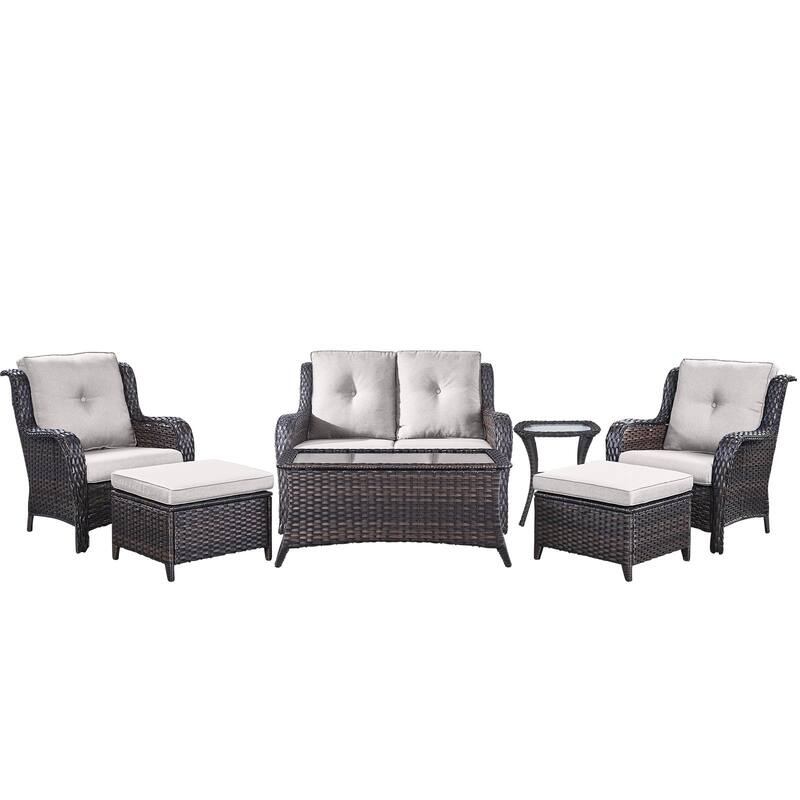 Outdoor Loveseat Sofa with Chair Ottoman Table
