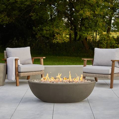 Riverside 48.25" Oval Propane Fire Bowl in Glacier Gray by Real Flame - 48.25 x 28.25 x 15.25