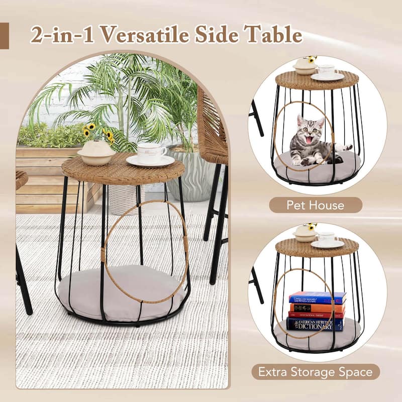 Costway 3 PCS Outdoor Furniture Set with Pet House & Heavy Duty Metal - See Details