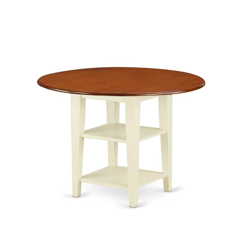Dinette Set 5 Piece Round Table & Chairs - Buttermilk Cherry Finish - Small Kitchen Table Set