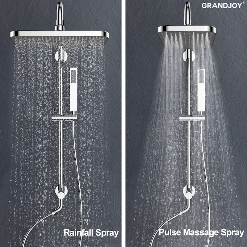 GRANDJOY 12" Rainfall Shower Head 3-Function Shower System with Adjustable Handheld Spray