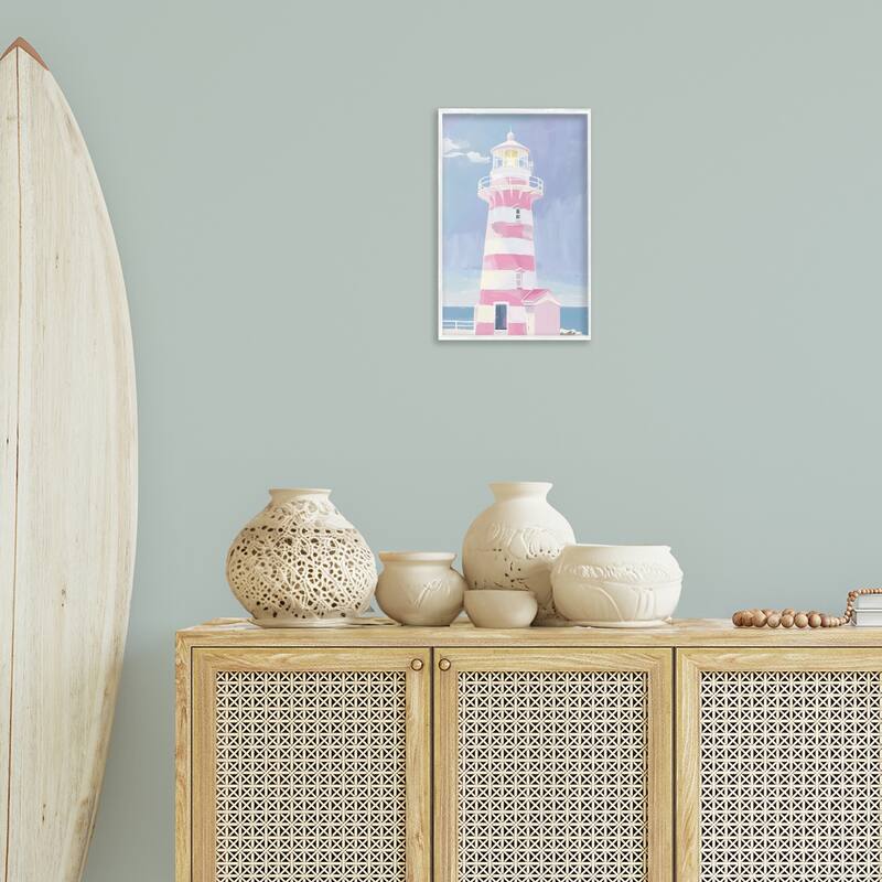 Stupell Muted Coastal Lighthouse Framed Giclee Art Design By Arlington Prints