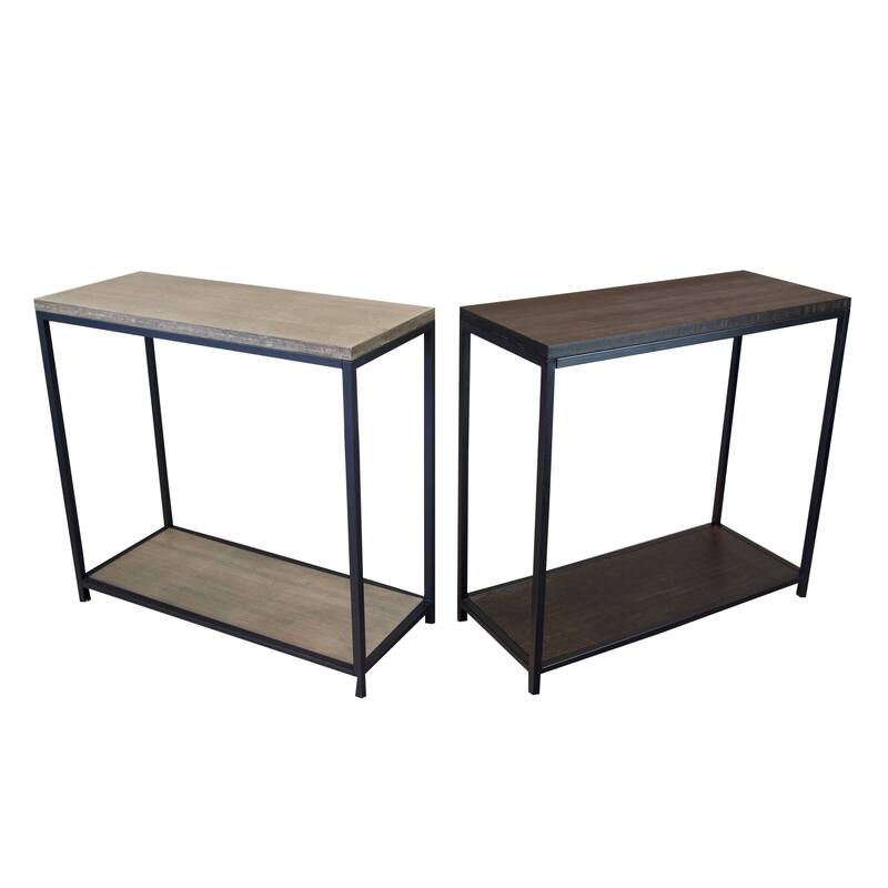 2 Tier Solid Bamboo Steel Frame Console Table
