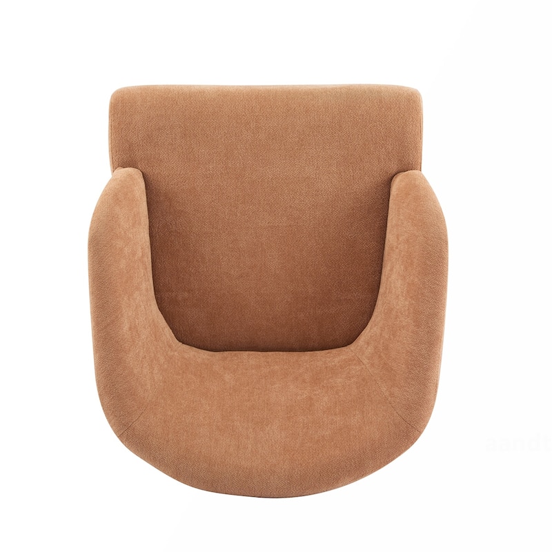 Fabric Round Back Accent Chair With Wood Legs