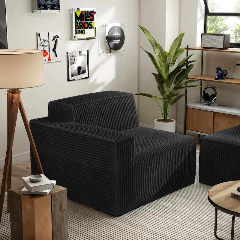 Furniture of America Navir Modern 2-Piece Chenille Foam Modular Loveseat