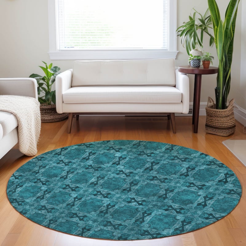 Machine Washable Indoor/ Outdoor Boho Medallions Chantille Rug