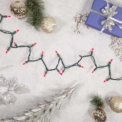 Mini Incandescent Christmas Lights - Pink - 20.25' Green Wire - 100ct