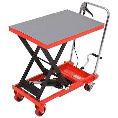 500lbs Hydraulic Lift Table Cart Single Scissor with 4 Wheels - N/A