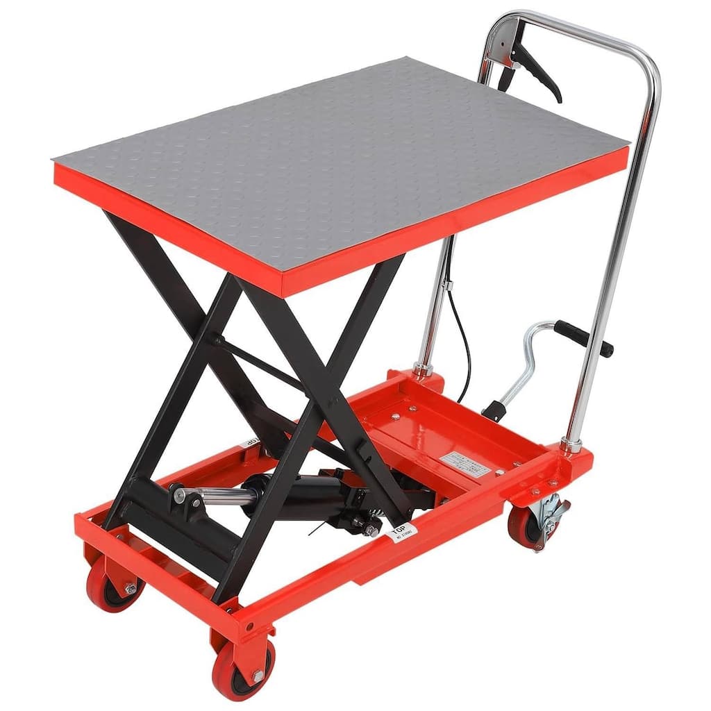 500lbs Hydraulic Lift Table Cart Single Scissor with 4 Wheels - N/A