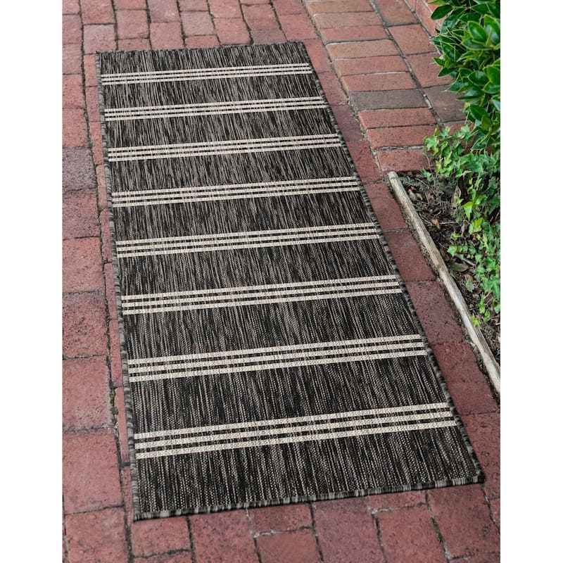 Outdoor Zrand Collection Area Rug - Charcoal - 2'7"x10'
