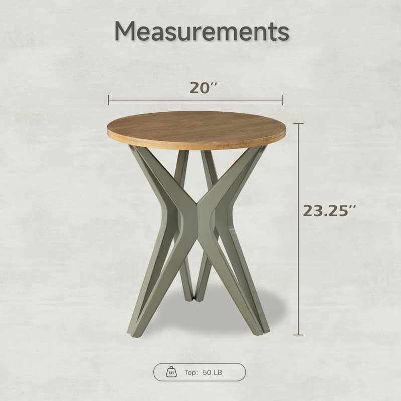 COZAYH Pedestal Farmhouse End Table, Distressed Top with Base for Modern Farmhouse, Boho Decor, Round
