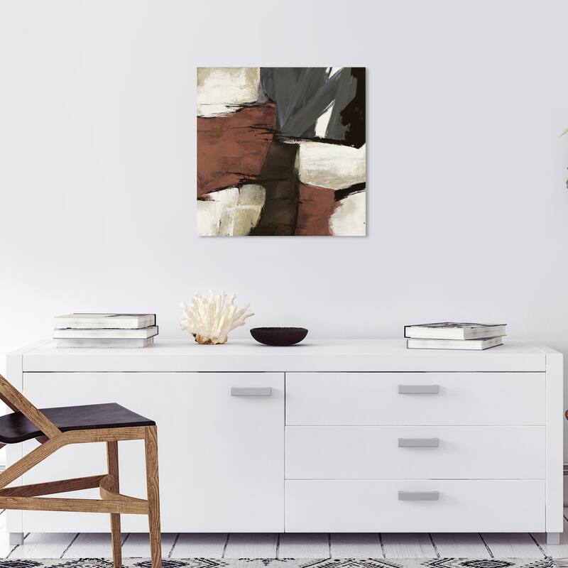 Wynwood Studio Abstract Sai - Rubrum 1SN767 bronze Brown and Cream White Modern & Contemporary Wall Art Canvas Print - 20 x 20