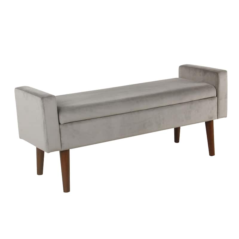 Carson Carrington Hamn Velvet Storage Bench - Gray - GREY