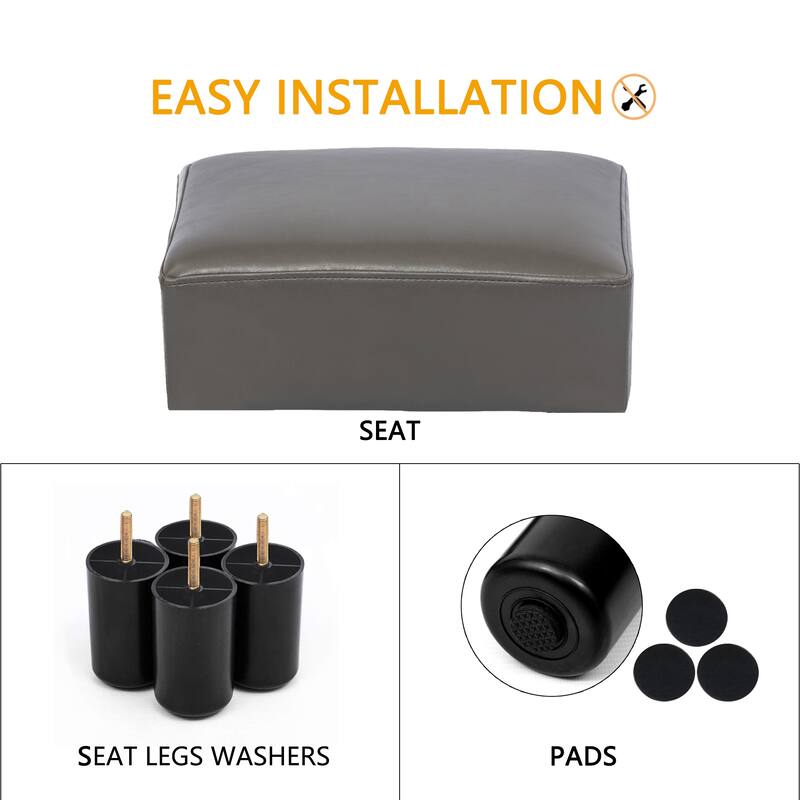 Adeco Small Rectangular Ottoman Modern PU Leather Footrest Stool Chair