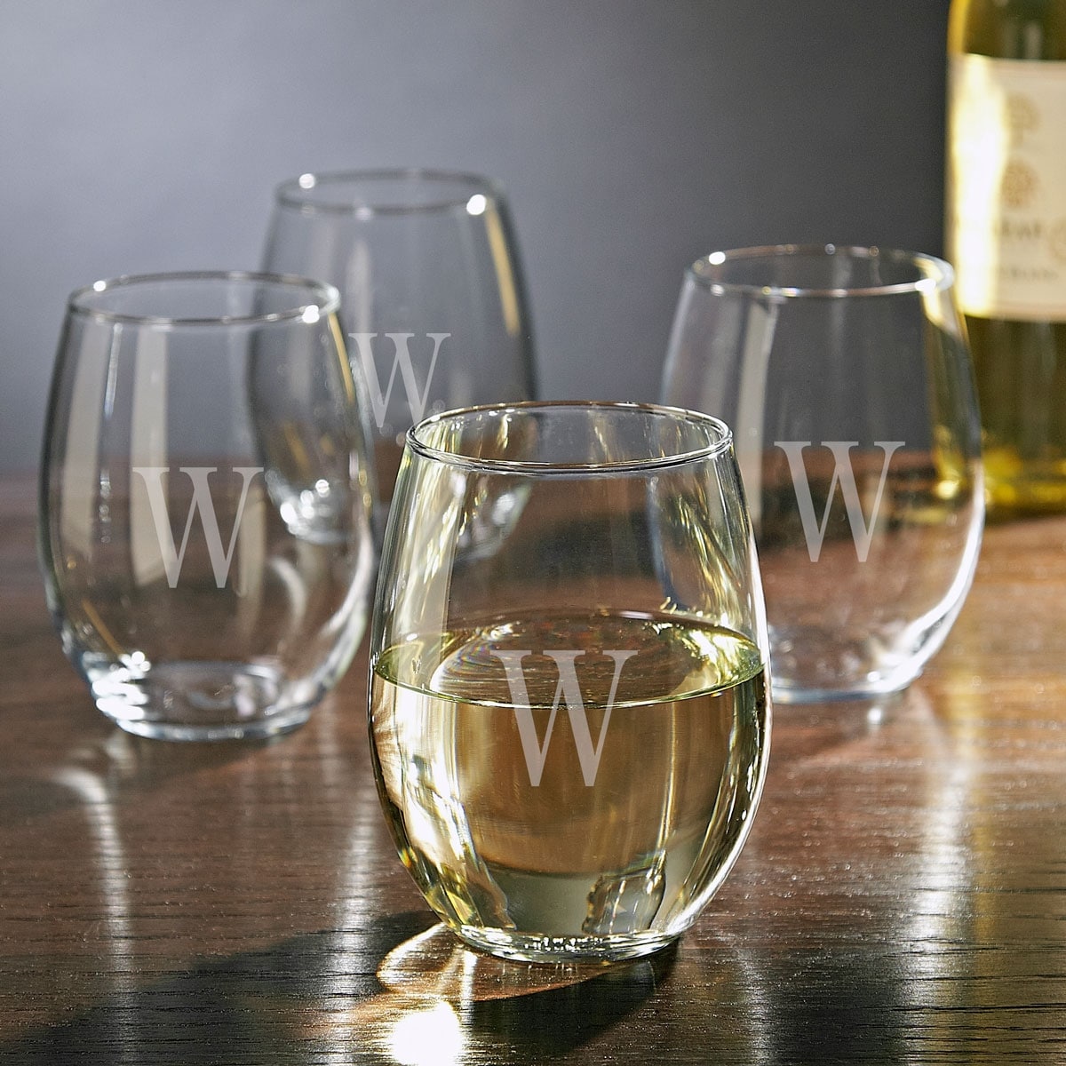 Riedel Colored Stemless Wine Glasses, set/4, etched