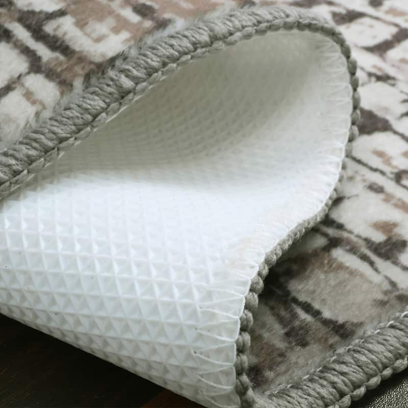 Bibb Home Washable Flannel Printed Area Rug with Latex Back