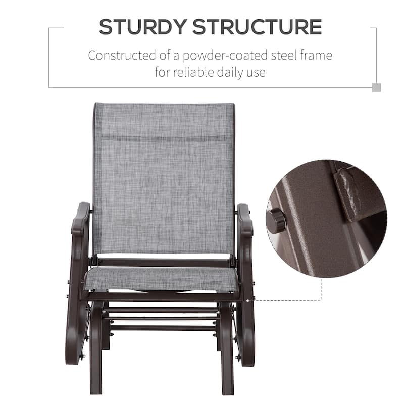 Outsunny Outdoor Swing Glider Chair, Patio Mesh Rocking Chair with Steel Frame for Backyard, Garden and Porch