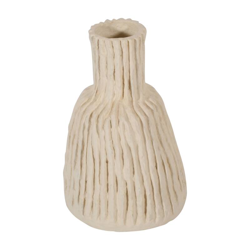 Paper Mache Vase Dia 10" & H 15.8" - OFF-WHITE