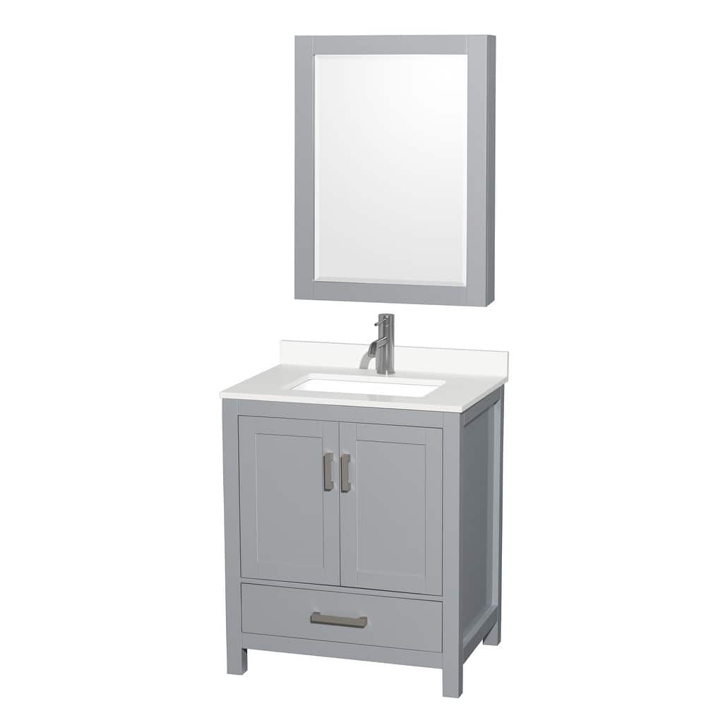 Sheffield 30-inch Single Vanity, Single Hole Quartz Top, Med Cabinet