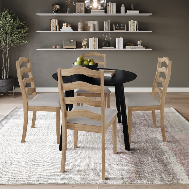 CraftPorch Sophistique 4-Piece Chair and Round Table Wooden Dining Set