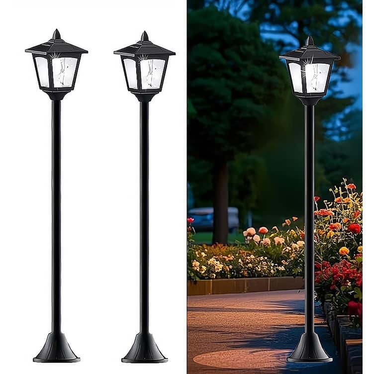 Solar LED Post Lights 40" Outdoor Waterproof Lamp for Patio Pathway - 40'' - 2 Lights