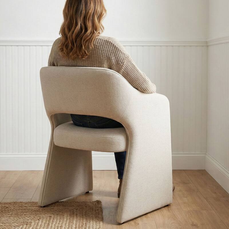 Upholstered Dining Chairs Set of 4 with Open-Back Design and Performance Fabric