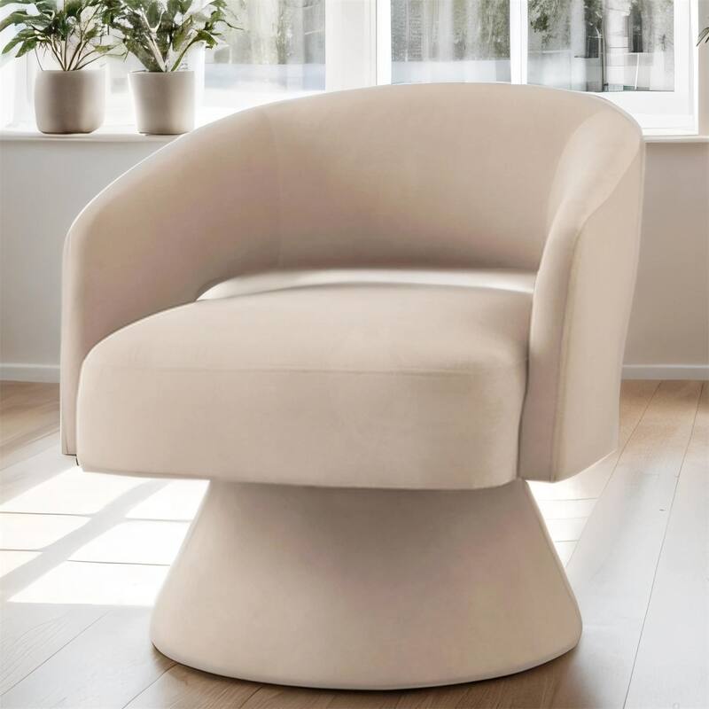 Swivel Barrel Chair, Upholstered Velvet Round Accent Chairs,360 Degree