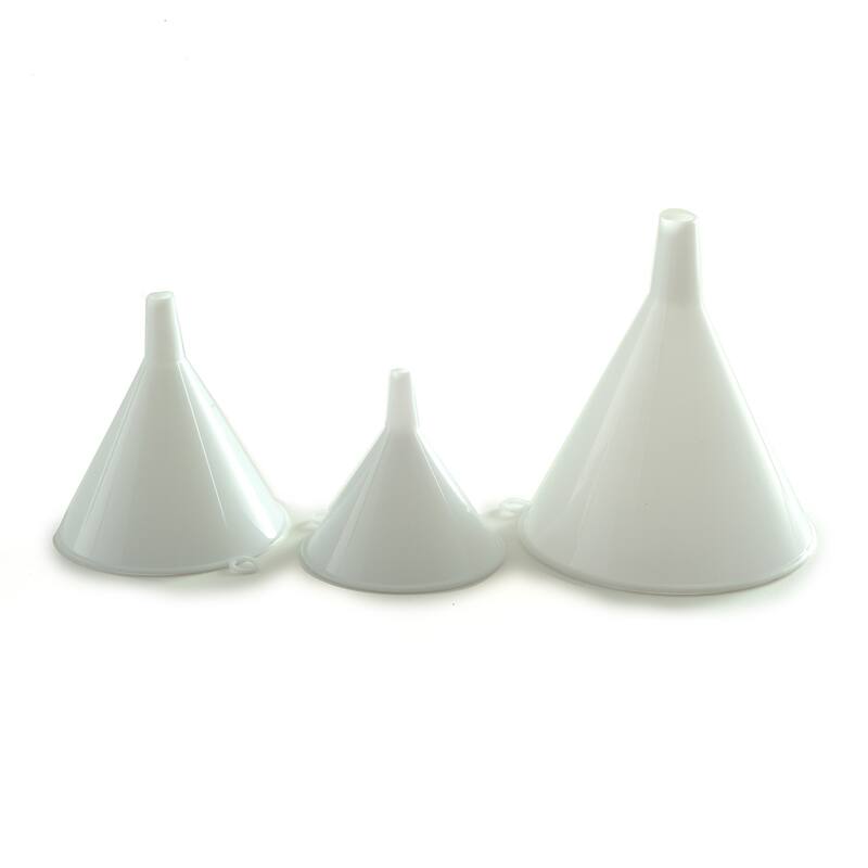 Norpro Durable Plastic Funnels, 2.5" to 4" Wide Mouth, Set of 3, White - Set of 3