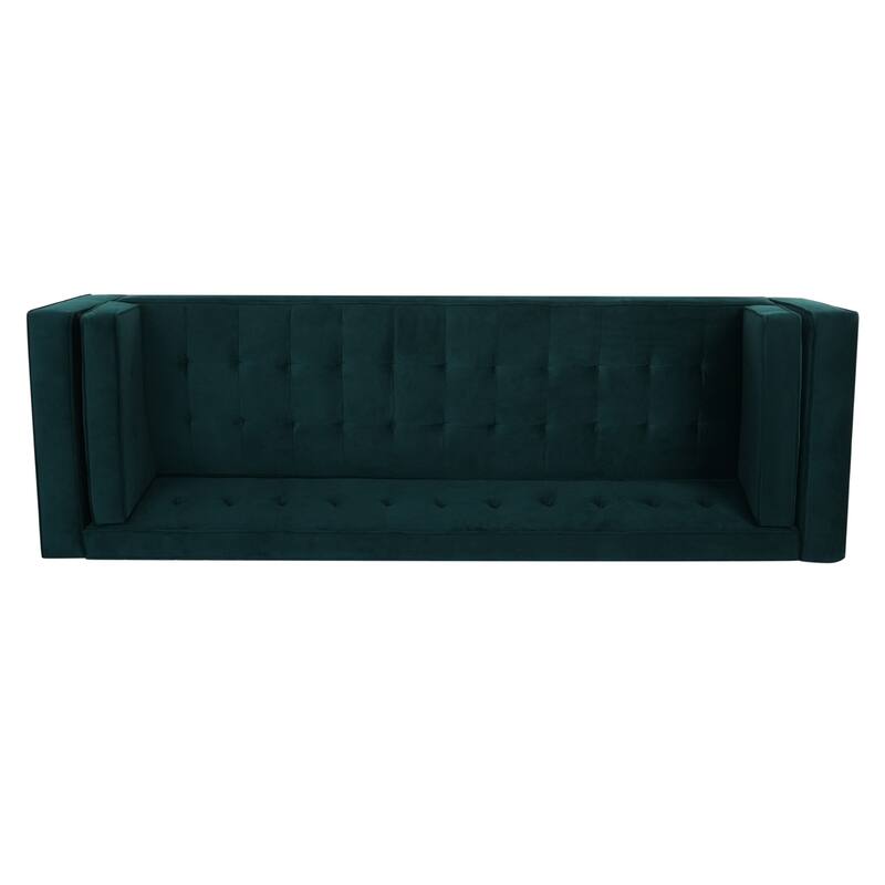 Frosty Green Velvet Button Tufted 3-seater Sofa with Hardwood Frame