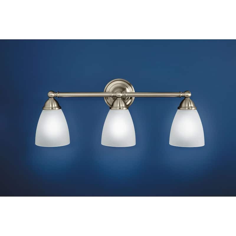 Moen 3 Light Bathroom Vanity Light with Frosted Shades from the
