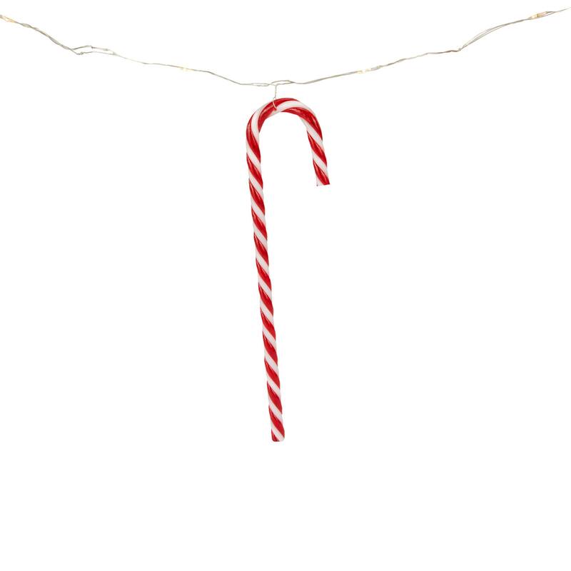 10-Count LED Cy Cane Micro Fairy Christmas Light Set 3ft, Clear Wire