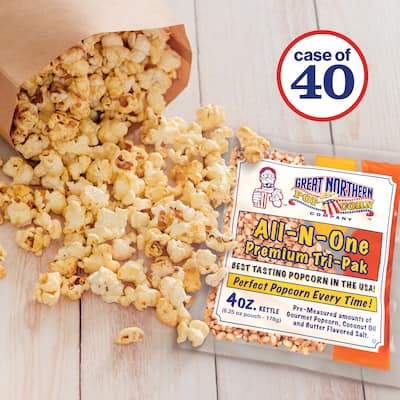 4oz Popcorn 40-Pack - All-in-One Packs with Kernels, Salt, and Oil by Great Northern Popcorn